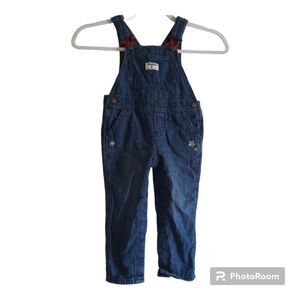 Oshkosh Flannel Lined Bib Overalls Star Embroidery Vestback